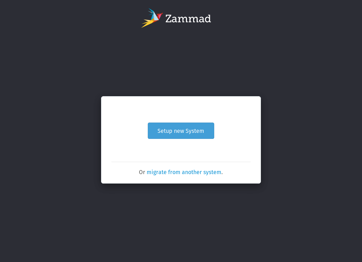 Zammad Setup Wizard